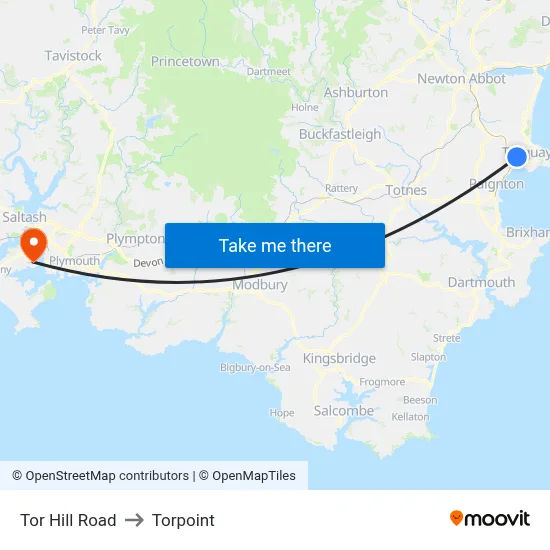 Tor Hill Road to Torpoint map