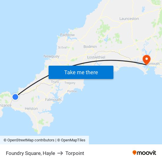 Foundry Square, Hayle to Torpoint map