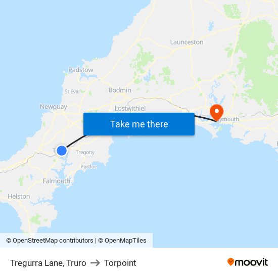 Tregurra Lane, Truro to Torpoint map