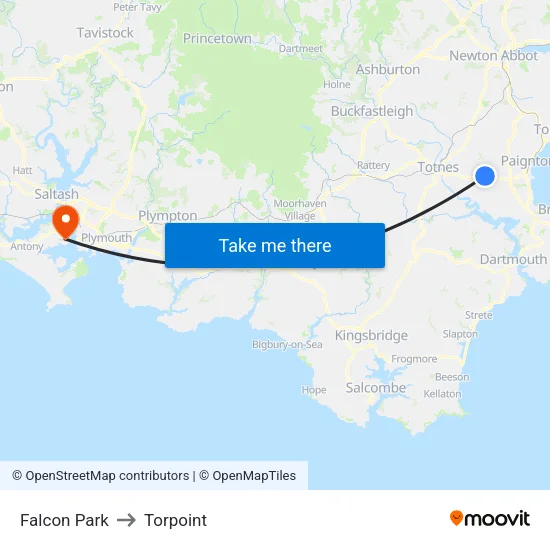 Falcon Park to Torpoint map
