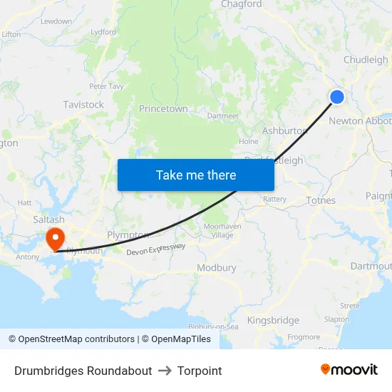 Drumbridges Roundabout to Torpoint map