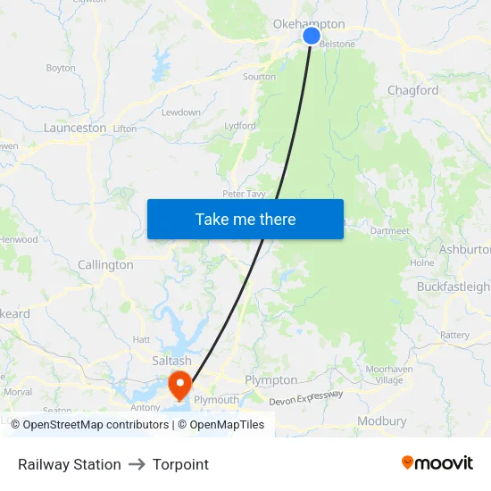 Railway Station to Torpoint map
