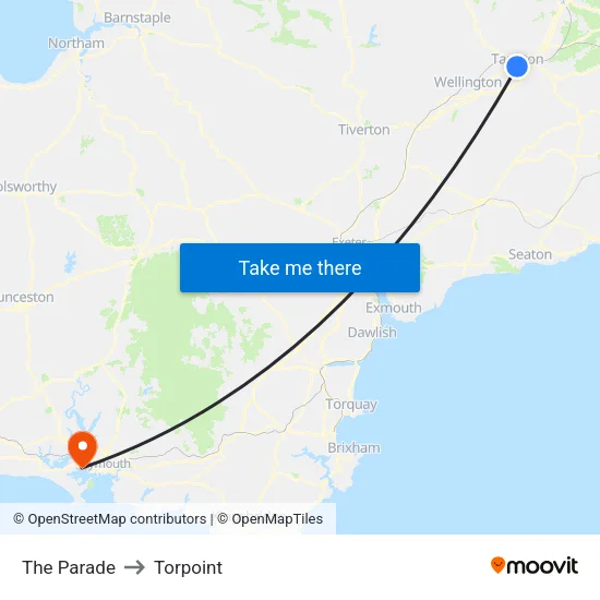 Taunton Town Centre Stop I to Torpoint map