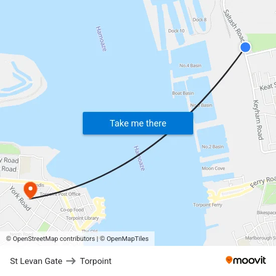 St Levan Gate to Torpoint map