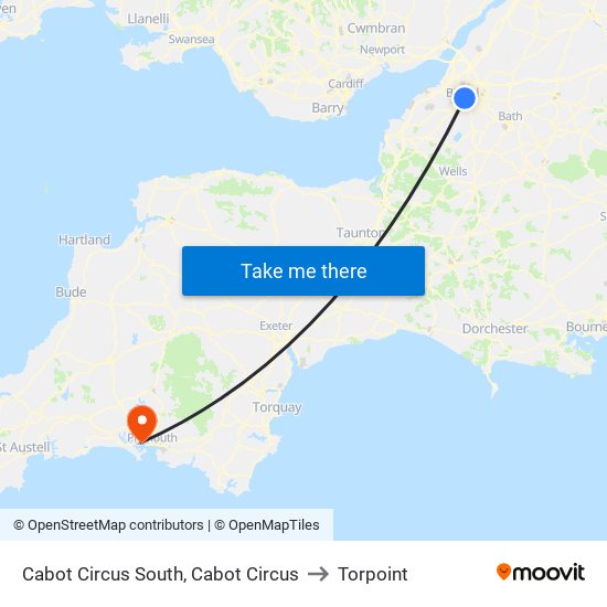 Cabot Circus South, Cabot Circus to Torpoint map