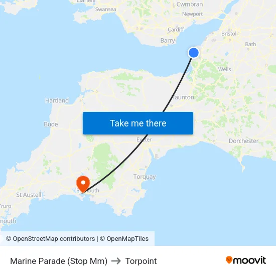 Marine Parade to Torpoint map