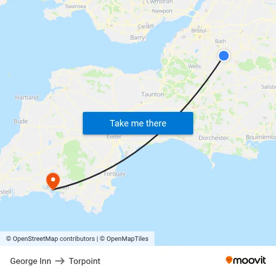George Inn to Torpoint map