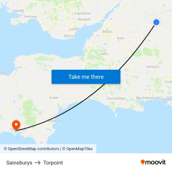 Sainsburys to Torpoint map