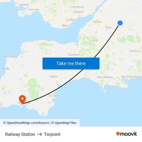 Rail Station Forecourt C to Torpoint map