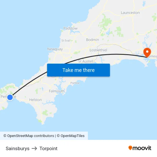 Sainsburys to Torpoint map
