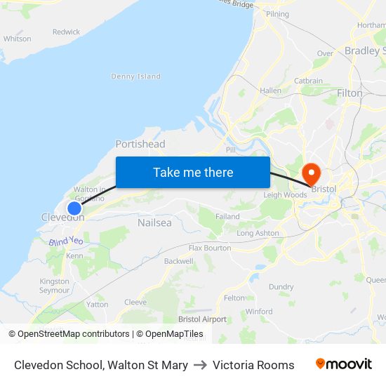 Clevedon School, Walton St Mary to Victoria Rooms map