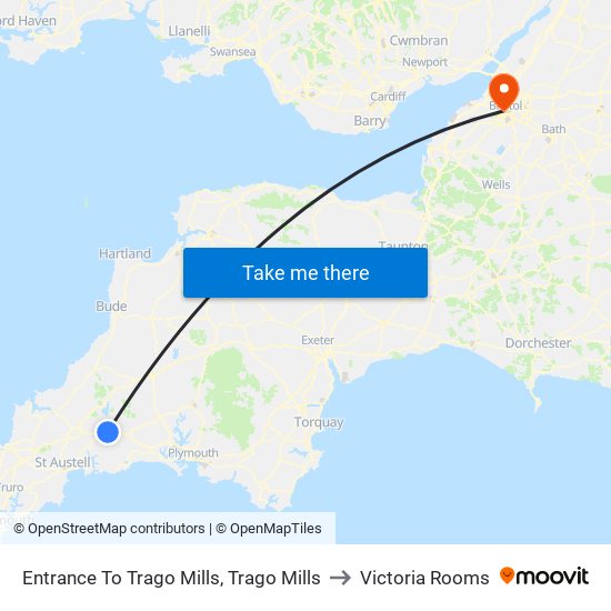 Entrance To Trago Mills, Trago Mills to Victoria Rooms map