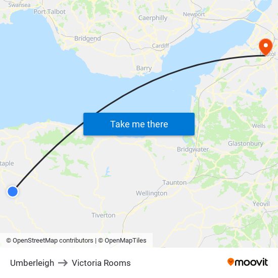 Umberleigh to Victoria Rooms map