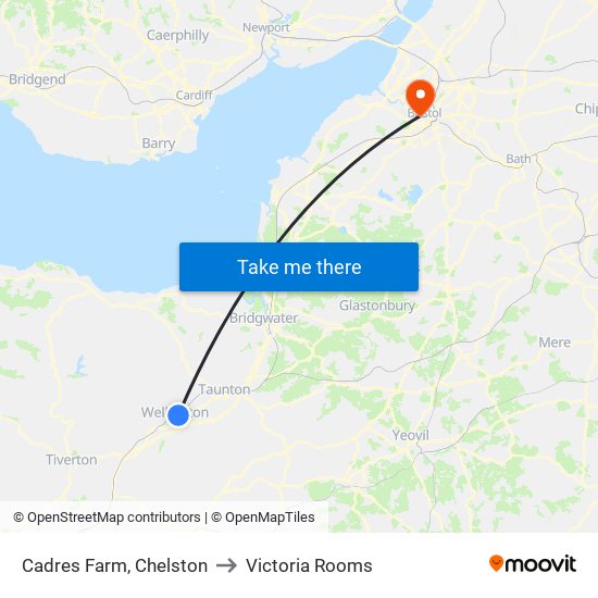 Cadres Farm, Chelston to Victoria Rooms map