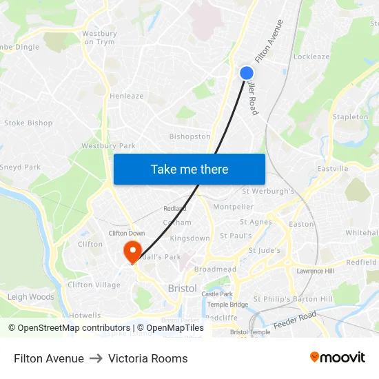 Filton Avenue to Victoria Rooms map