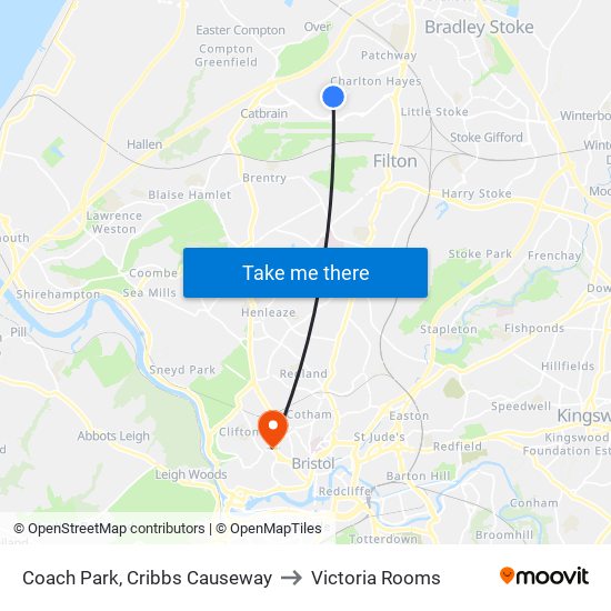 Coach Park, Cribbs Causeway to Victoria Rooms map