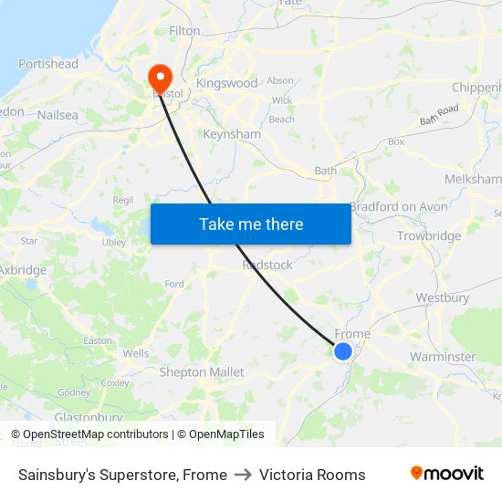 Sainsbury's Superstore, Frome to Victoria Rooms map