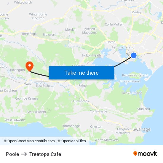 Poole to Treetops Cafe map