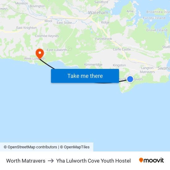 Worth Matravers to Yha Lulworth Cove Youth Hostel map