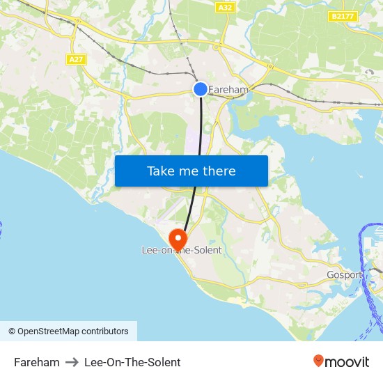 Lee On Solent Map Fareham, South West To Lee-On-The-Solent, Gosport With Public Transportation