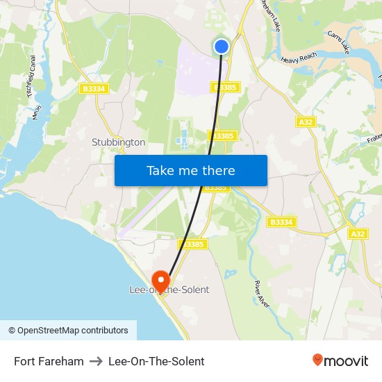 Fort Fareham to Lee-On-The-Solent map