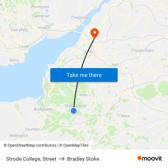 Strode College, Street to Bradley Stoke map
