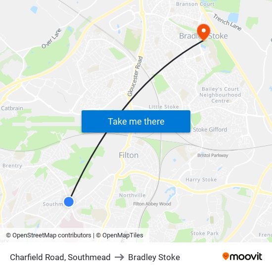 Charfield Road, Southmead to Bradley Stoke map