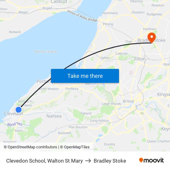 Clevedon School, Walton St Mary to Bradley Stoke map