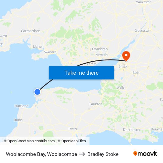 Woolacombe Bay, Woolacombe to Bradley Stoke map