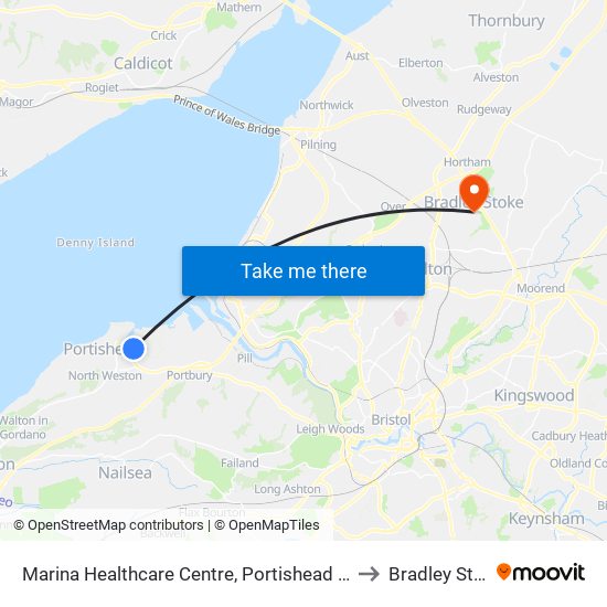 Marina Healthcare Centre, Portishead Harbour to Bradley Stoke map