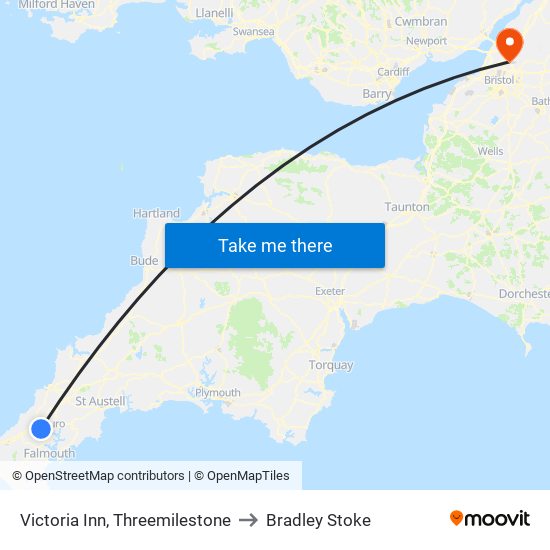 Victoria Inn, Threemilestone to Bradley Stoke map