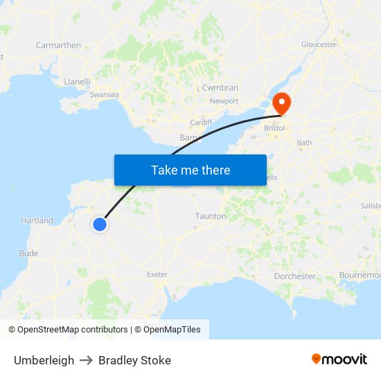 Umberleigh to Bradley Stoke map