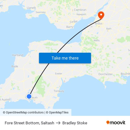 Fore Street Bottom, Saltash to Bradley Stoke map