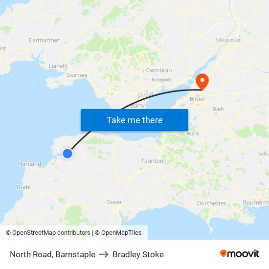 North Road, Barnstaple to Bradley Stoke map