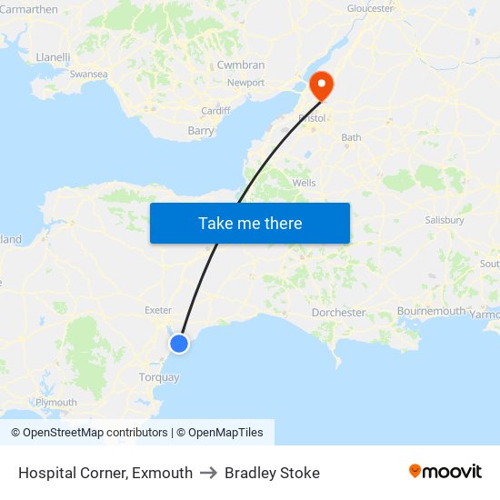 Hospital Corner, Exmouth to Bradley Stoke map