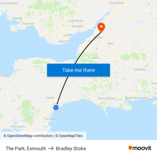 The Park, Exmouth to Bradley Stoke map