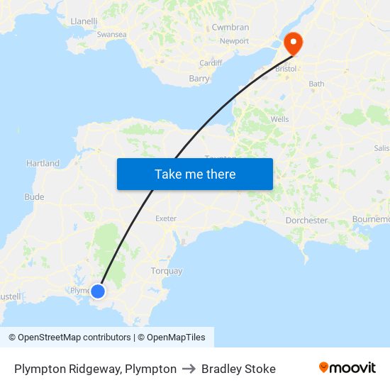 Plympton Ridgeway, Plympton to Bradley Stoke map