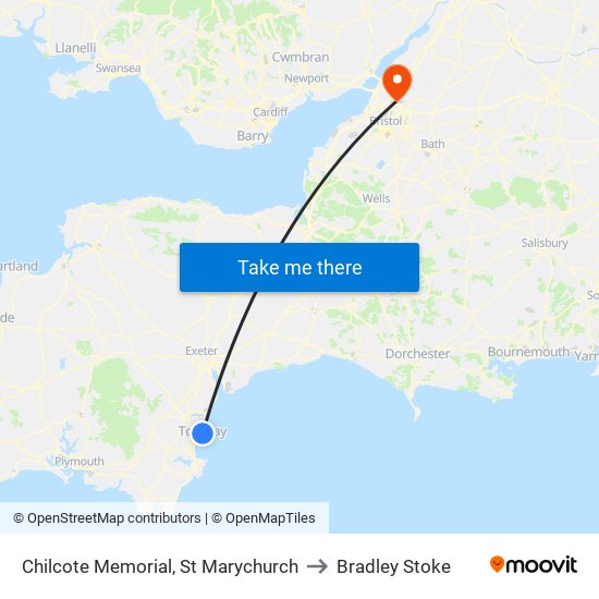 Chilcote Memorial, St Marychurch to Bradley Stoke map