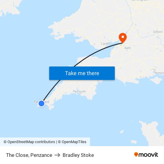 The Close, Penzance to Bradley Stoke map