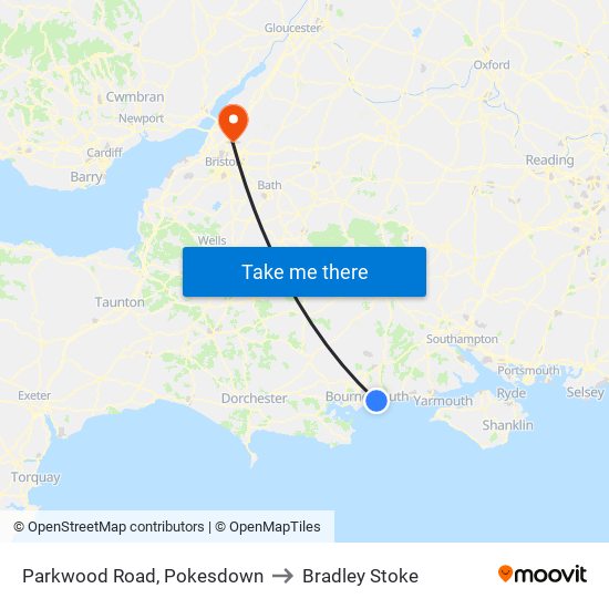 Parkwood Road, Pokesdown to Bradley Stoke map