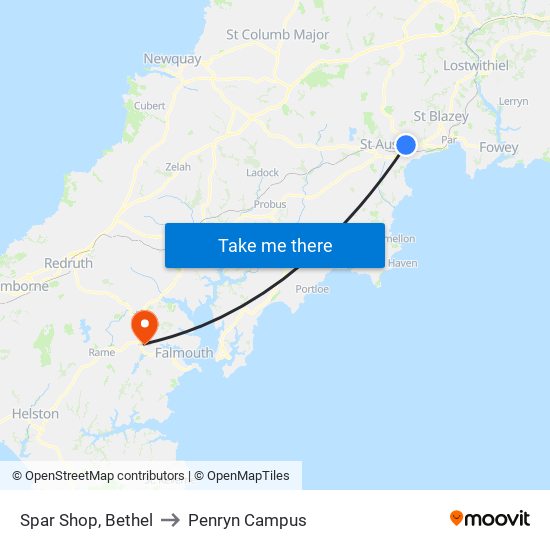 Spar Shop, Bethel to Penryn Campus map