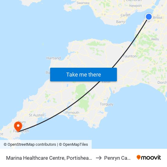 Marina Healthcare Centre, Portishead Harbour to Penryn Campus map