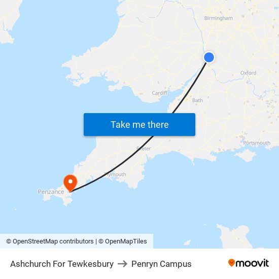 Ashchurch For Tewkesbury to Penryn Campus map