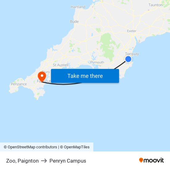 Zoo, Paignton to Penryn Campus map