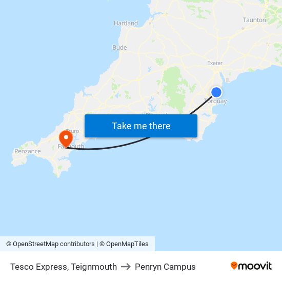 Tesco Express, Teignmouth to Penryn Campus map