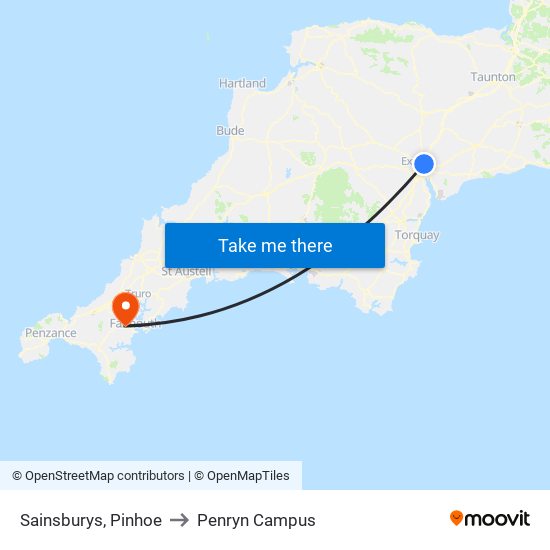 Sainsburys, Pinhoe to Penryn Campus map