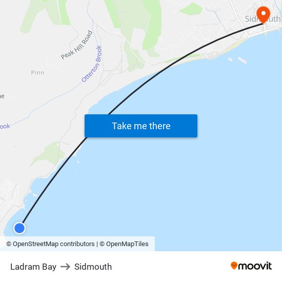 Ladram Bay to Sidmouth map