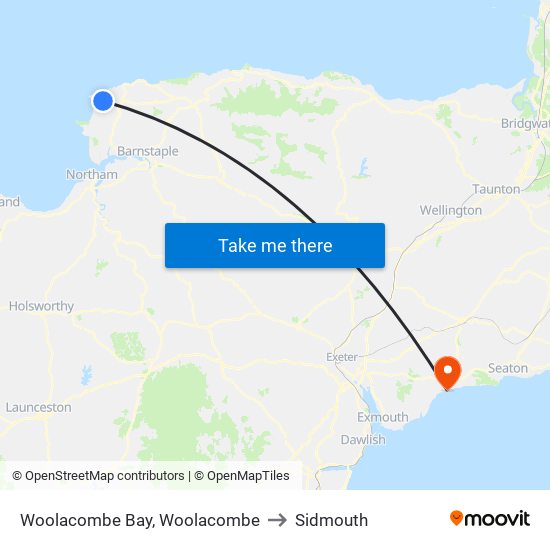 Woolacombe Bay, Woolacombe to Sidmouth map