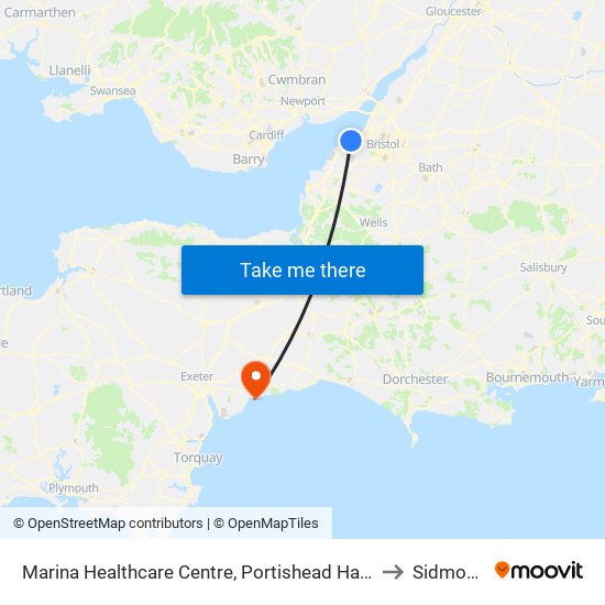 Marina Healthcare Centre, Portishead Harbour to Sidmouth map