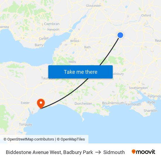 Biddestone Avenue West, Badbury Park to Sidmouth map